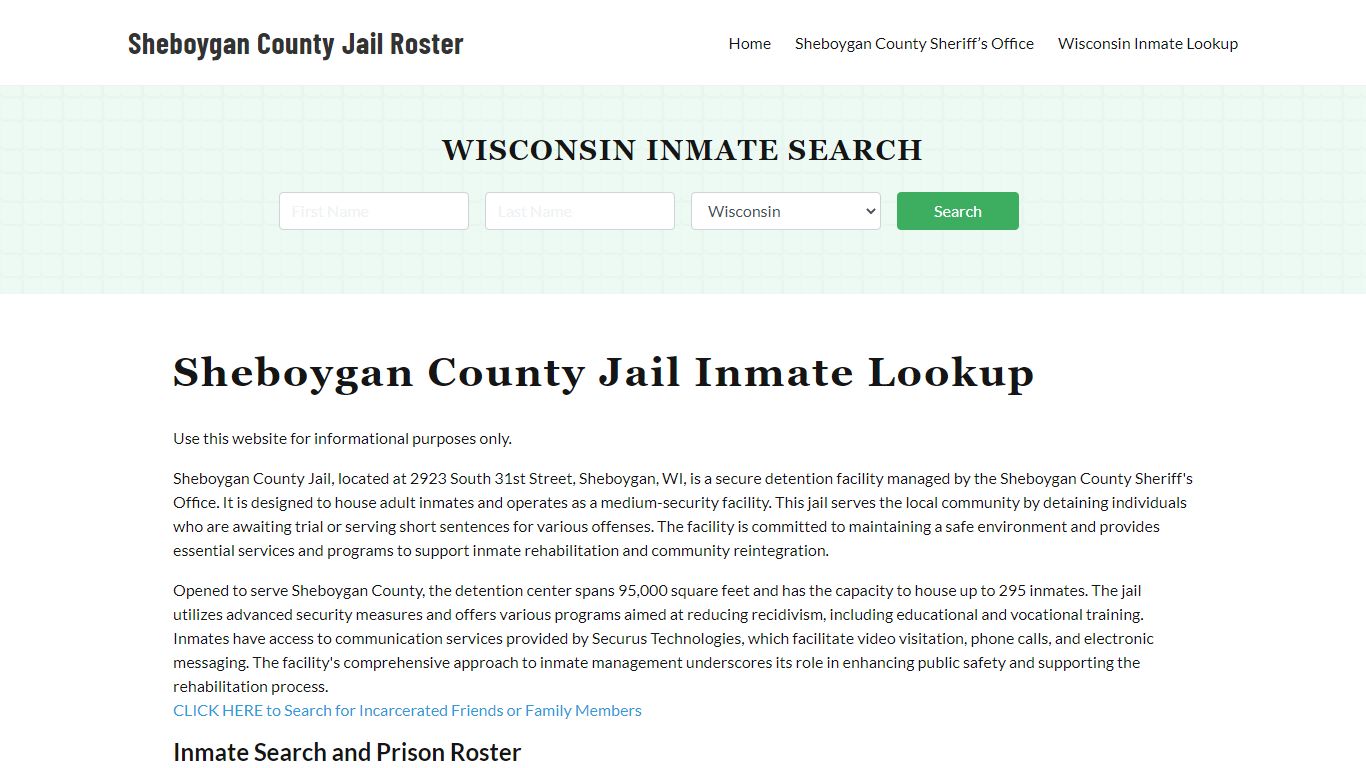 Sheboygan County Jail Roster Lookup, WI, Inmate Search